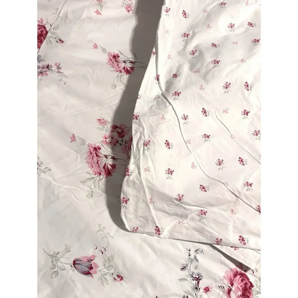 Simply Shabby Chic King Sunbleached 100% Cotton White Pink Floral Duvet Set 2014